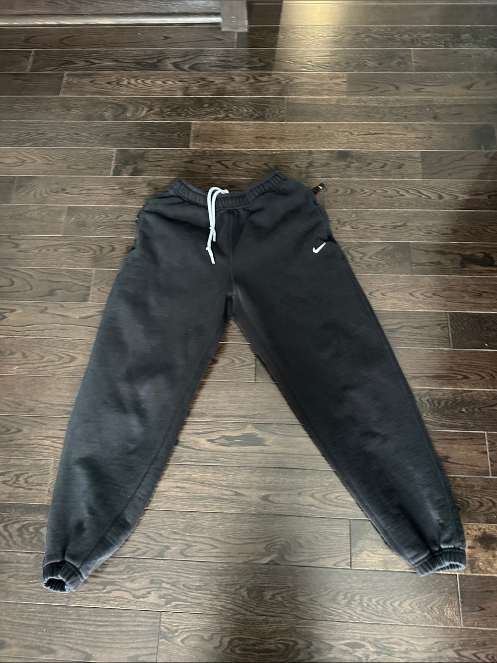 Nike Black Men’s Jogger Sweatpants with White Drawstring